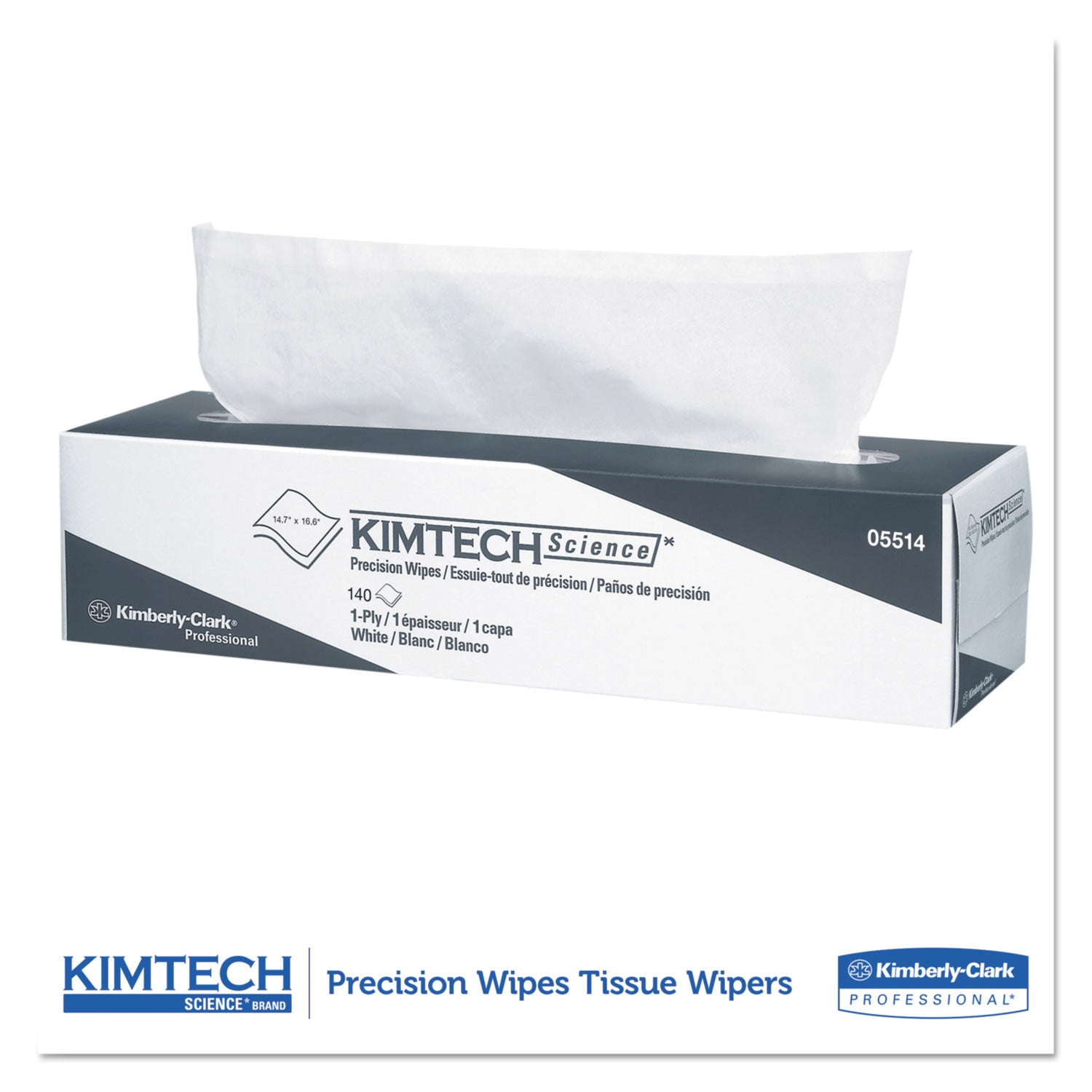 Kimtech Precision Wiper, POP-UP Box, 1-Ply, 14.7 x 16.6 Unscented, White, 144/Box (05514)