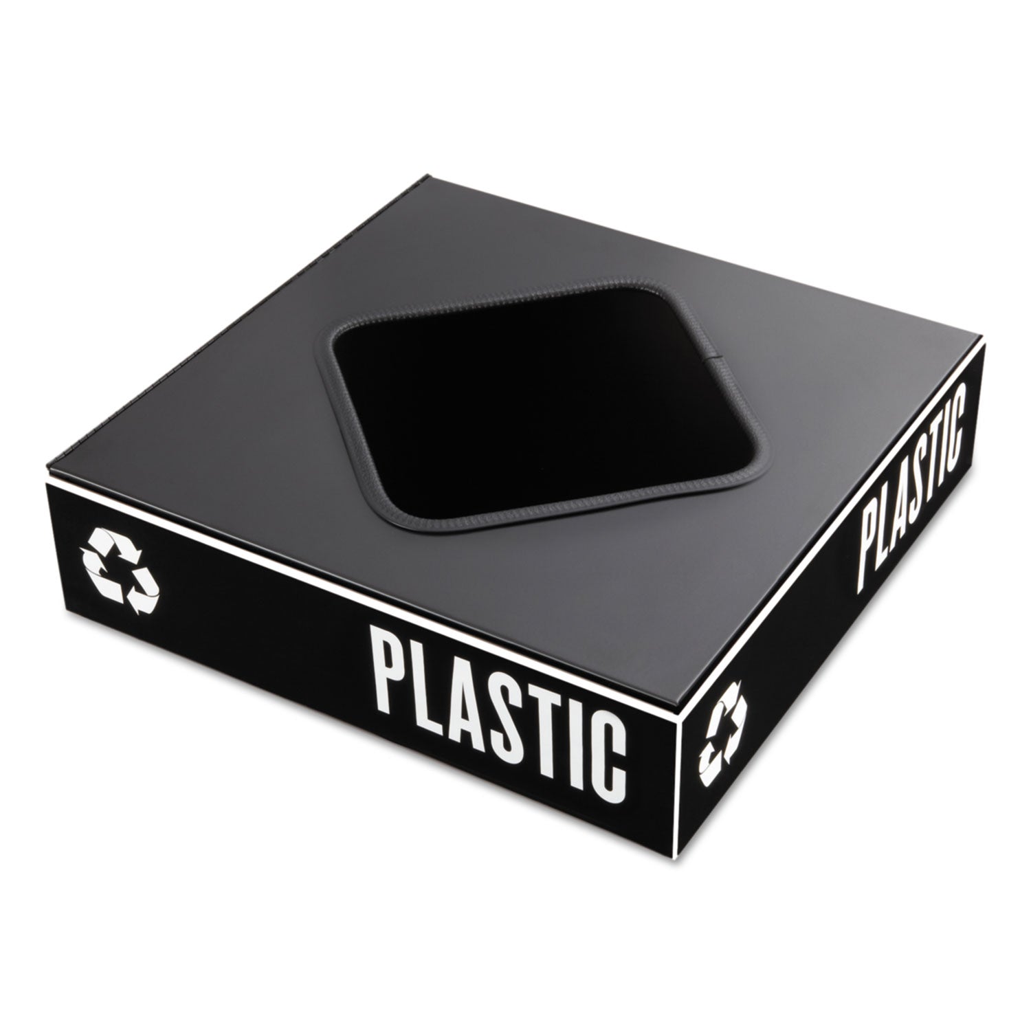 Safco Public Square Recycling Container Lid, Square Opening, 15.25w x 15.25d x 2h, Black (2989BL)