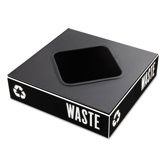 Safco Public Square Recycling Container Lid, Square Opening, 15.25w x 15.25d x 2h, Black (2989BL)