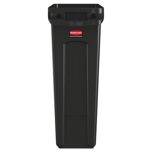 Rubbermaid Commercial Slim Jim with Venting Channels, 23 gal, Plastic, Black (354060BK)