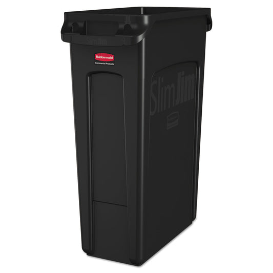 Rubbermaid Commercial Slim Jim with Venting Channels, 23 gal, Plastic, Black (354060BK)