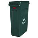 Rubbermaid Commercial Slim Jim Plastic Recycling Container with Venting Channels, 23 gal, Plastic, Green (354007GN)