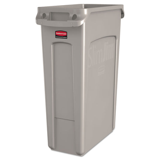 Rubbermaid Commercial Slim Jim with Venting Channels, 23 gal, Plastic, Beige (354060BG)