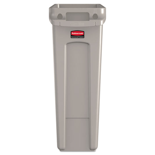 Rubbermaid Commercial Slim Jim with Venting Channels, 23 gal, Plastic, Beige (354060BG)