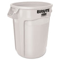 Rubbermaid Commercial Vented Round Brute Container, 32 gal, Plastic, White (2632WHI)