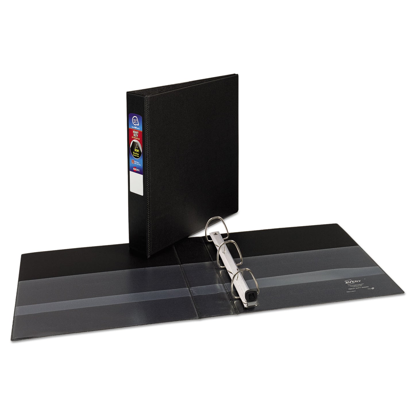 Avery Heavy-Duty Non-View Binder with DuraHinge and One Touch EZD Rings, 3 Rings, 1.5" Capacity, 11 x 8.5, Black (79985)