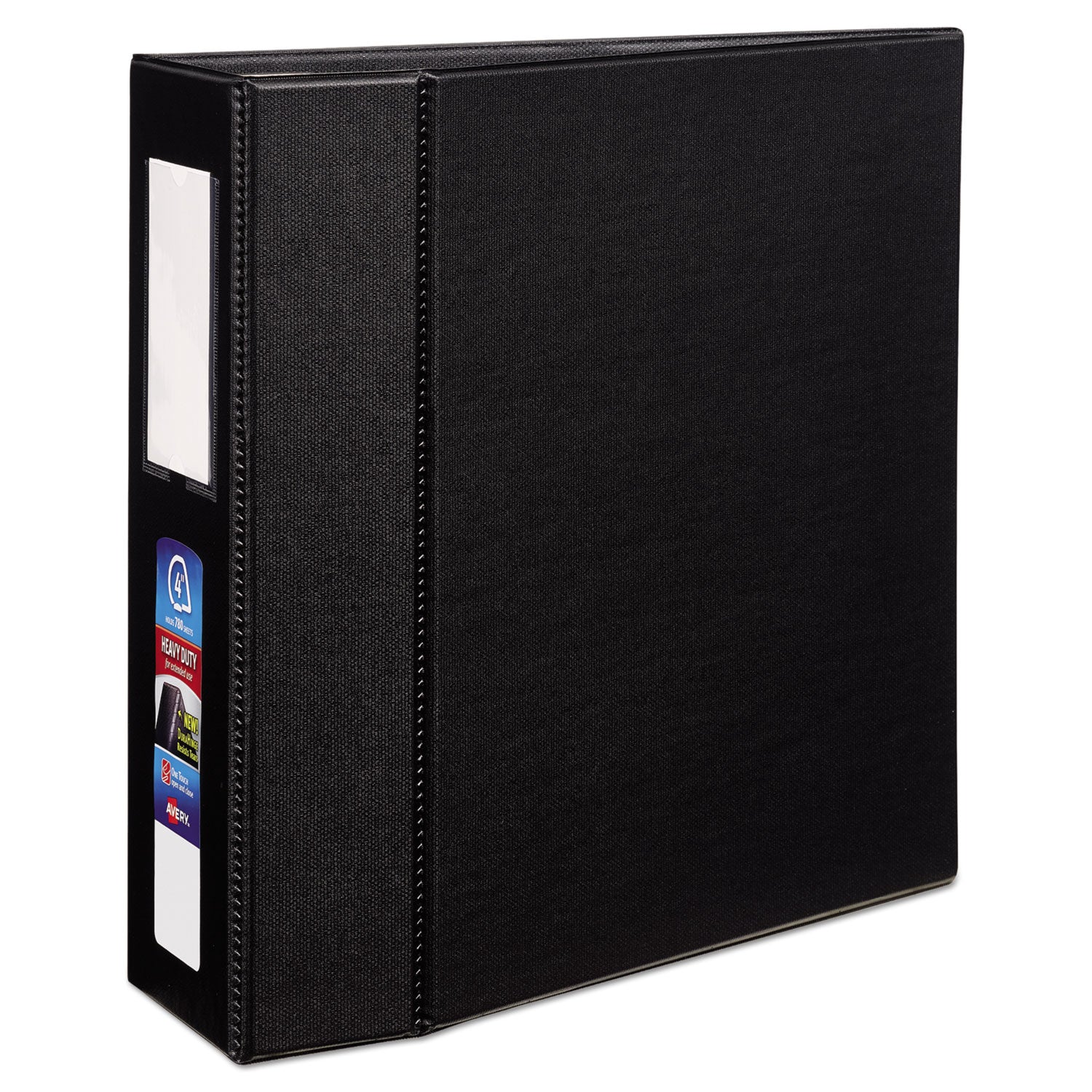 Avery Heavy-Duty Non-View Binder with DuraHinge, Three Locking One Touch EZD Rings and Spine Label, 4" Capacity, 11 x 8.5, Black (79994)