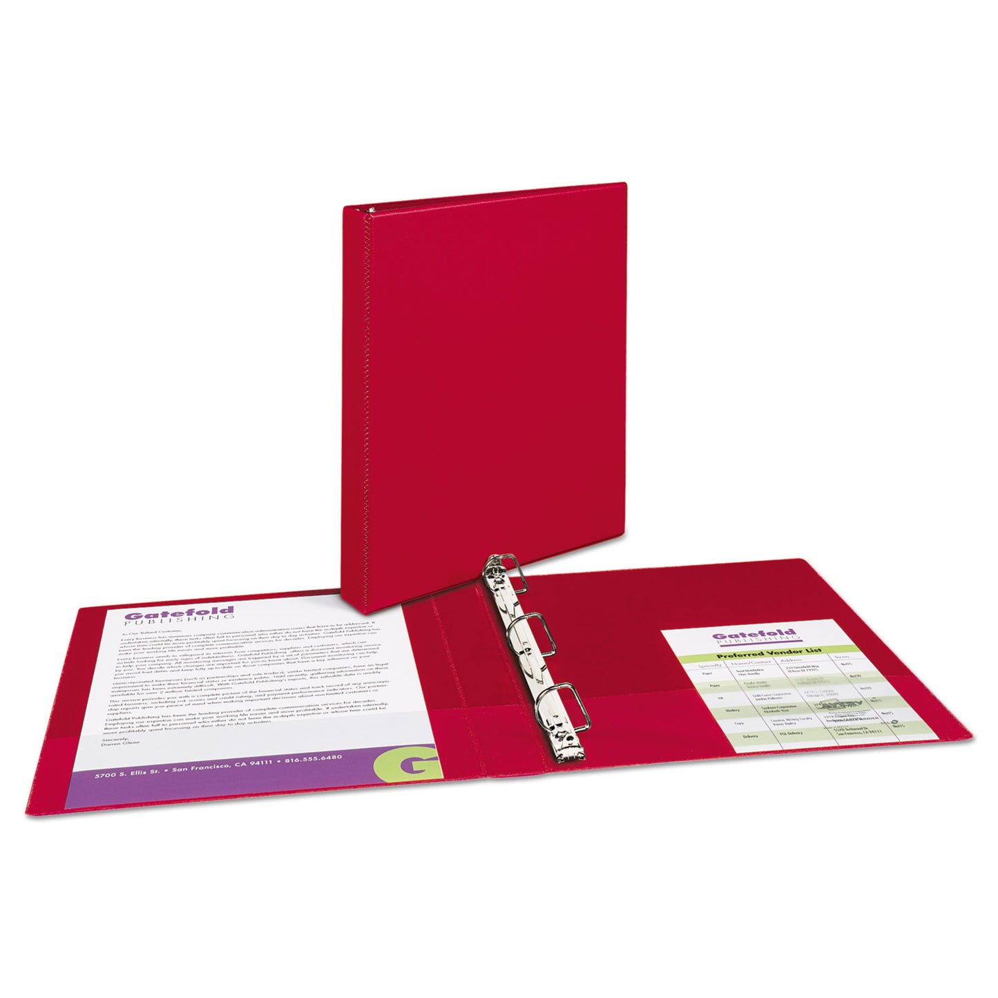 Avery Durable Non-View Binder with DuraHinge and Slant Rings, 3 Rings, 1" Capacity, 11 x 8.5, Red (27201)