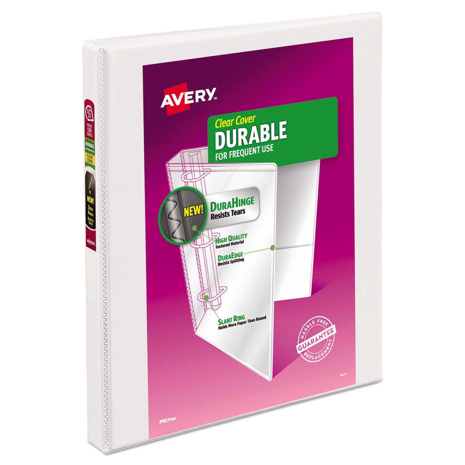 Avery Durable View Binder with DuraHinge and Slant Rings, 3 Rings, 0.5 - 12 Pack