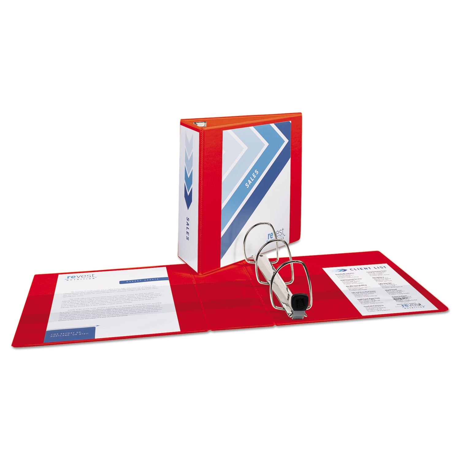 Avery Heavy-Duty View Binder with DuraHinge and Locking One Touch EZD Rings, 3 Rings, 4" Capacity, 11 x 8.5, Red (79326)