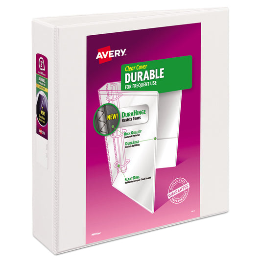 Avery Durable View Binder with DuraHinge and Slant Rings, 3 Rings, 2" Capacity, 11 x 8.5, White (17032)