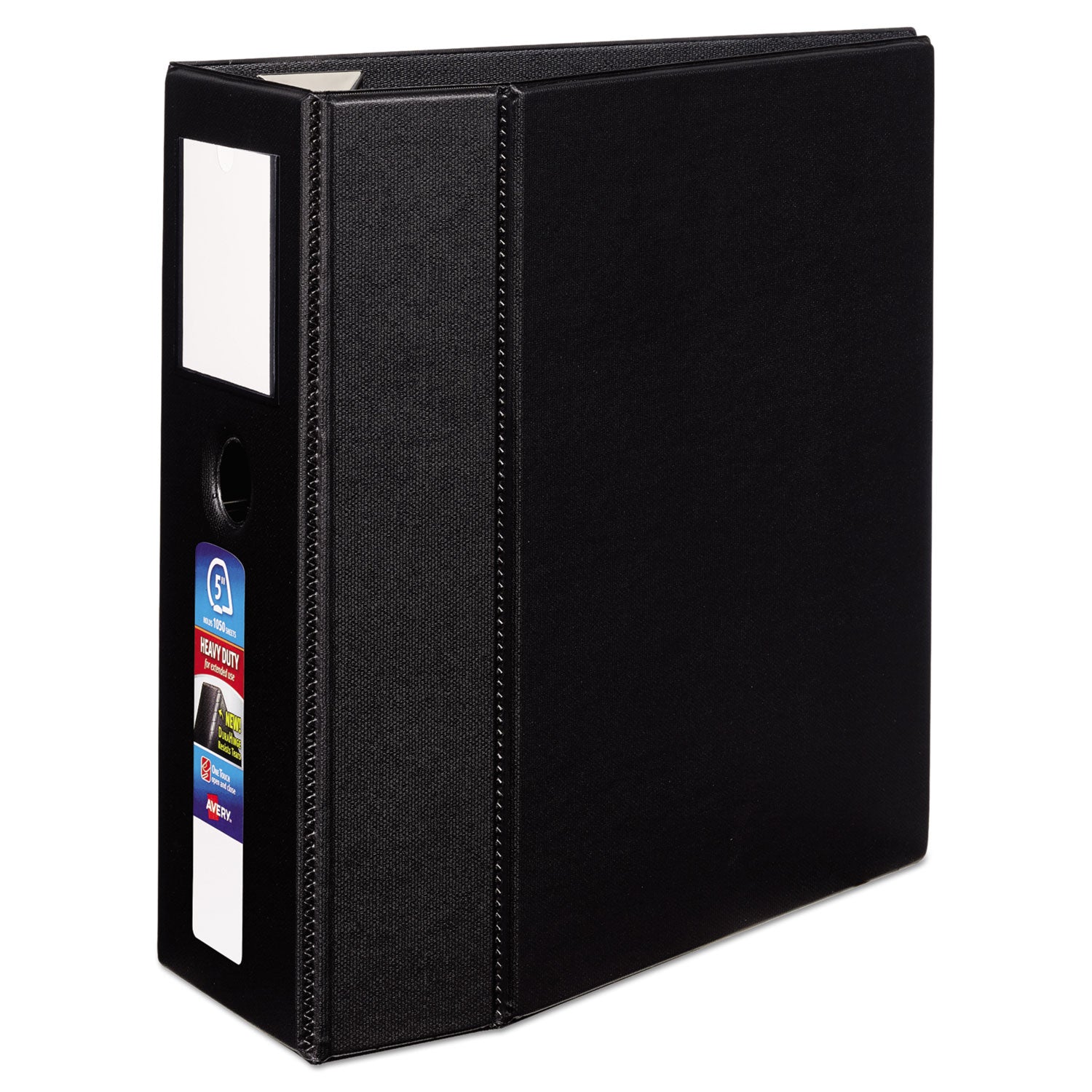 Avery Heavy-Duty Non-View Binder, DuraHinge, Three Locking One Touch EZD Rings, Spine Label, Thumb Notch, 5" Cap, 11 x 8.5, Black (79996)