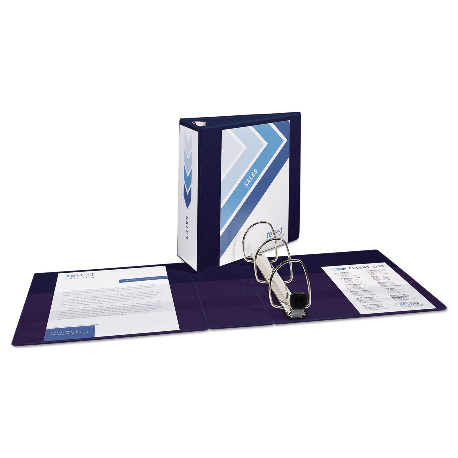 Avery Heavy-Duty View Binder with DuraHinge and Locking One Touch EZD Rings, 3 Rings, 4" Capacity, 11 x 8.5, Navy Blue (79804)