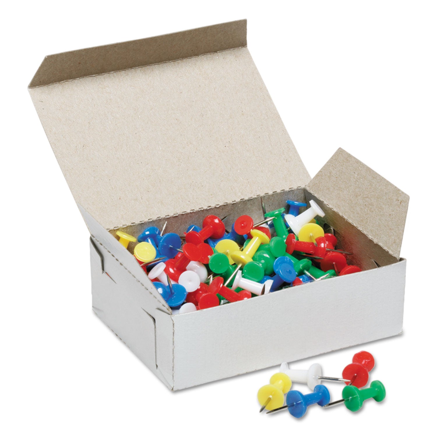 AbilityOne 7510012073978, SKILCRAFT Color Push Pins, Plastic, Assorted, 0.38", 100/Box