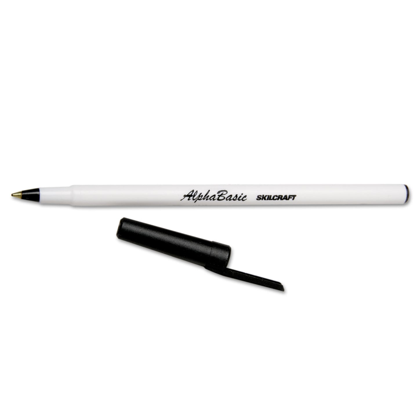 AbilityOne 7520014845267, SKILCRAFT AlphaBasic Ballpoint Pen, Stick, Medium 1 mm, Black Ink, White Barrel, Dozen
