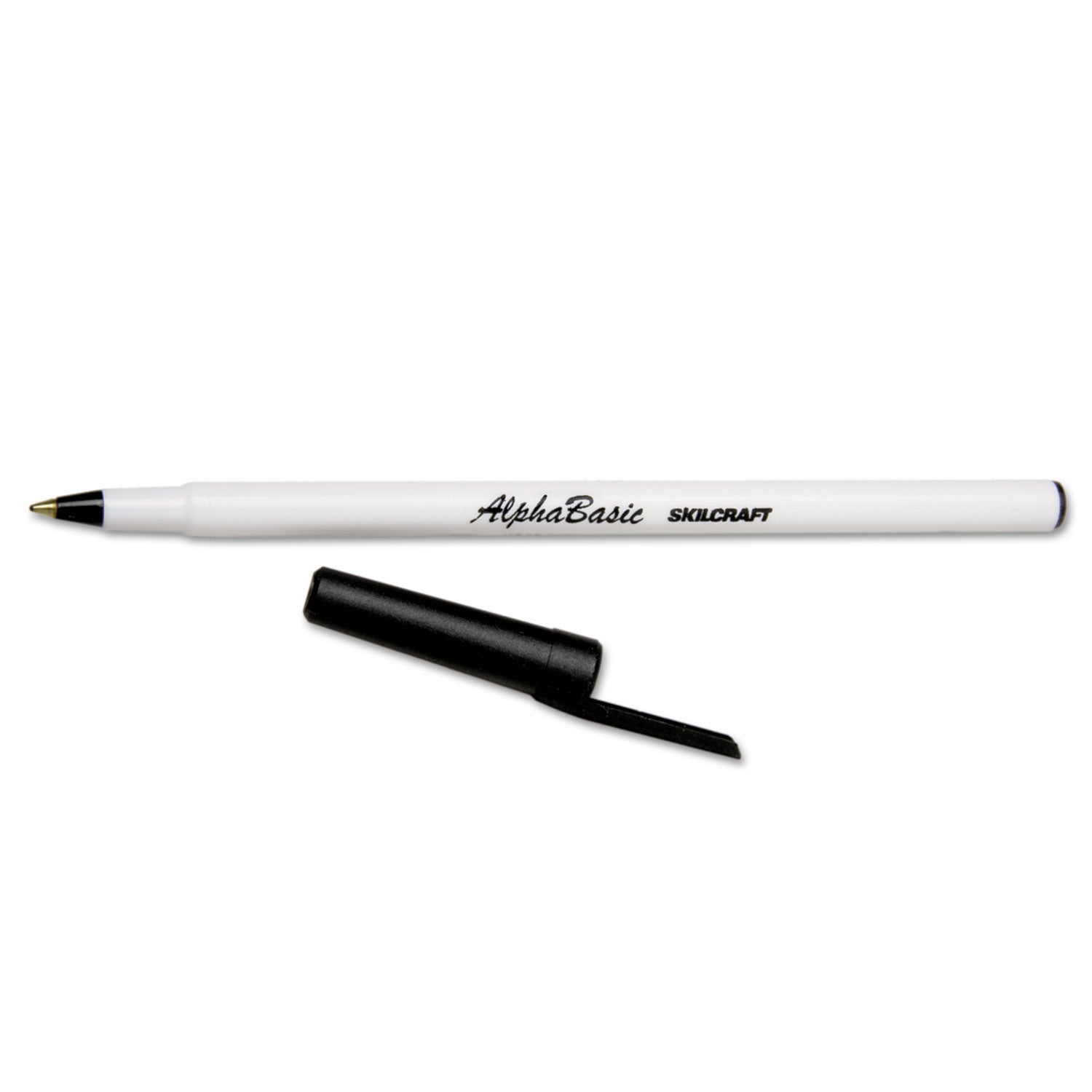 AbilityOne 7520014845267, SKILCRAFT AlphaBasic Ballpoint Pen, Stick, Medium 1 mm, Black Ink, White Barrel, Dozen