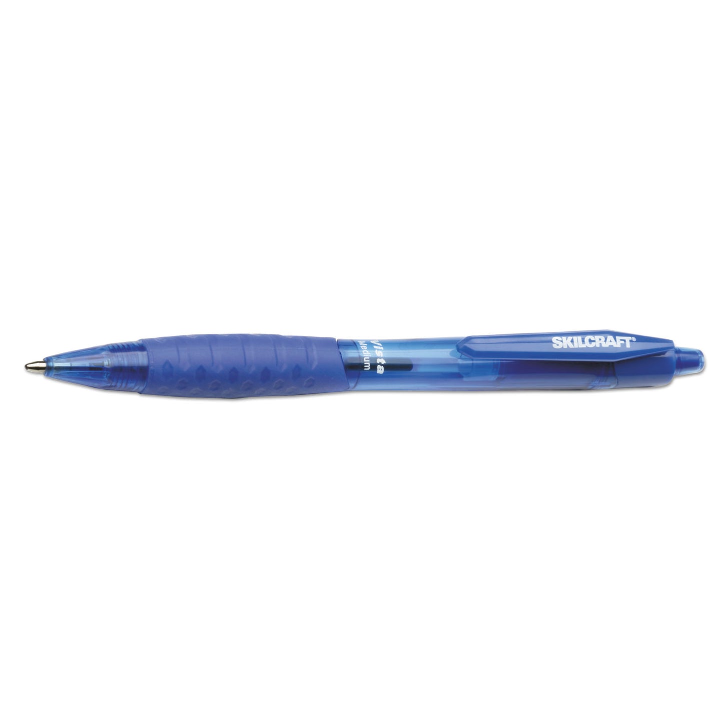 AbilityOne 7520014457223, SKILCRAFT VISTA Ballpoint Pen, Retractable, Medium 1 mm, Blue Ink, Translucent Blue Barrel, Dozen