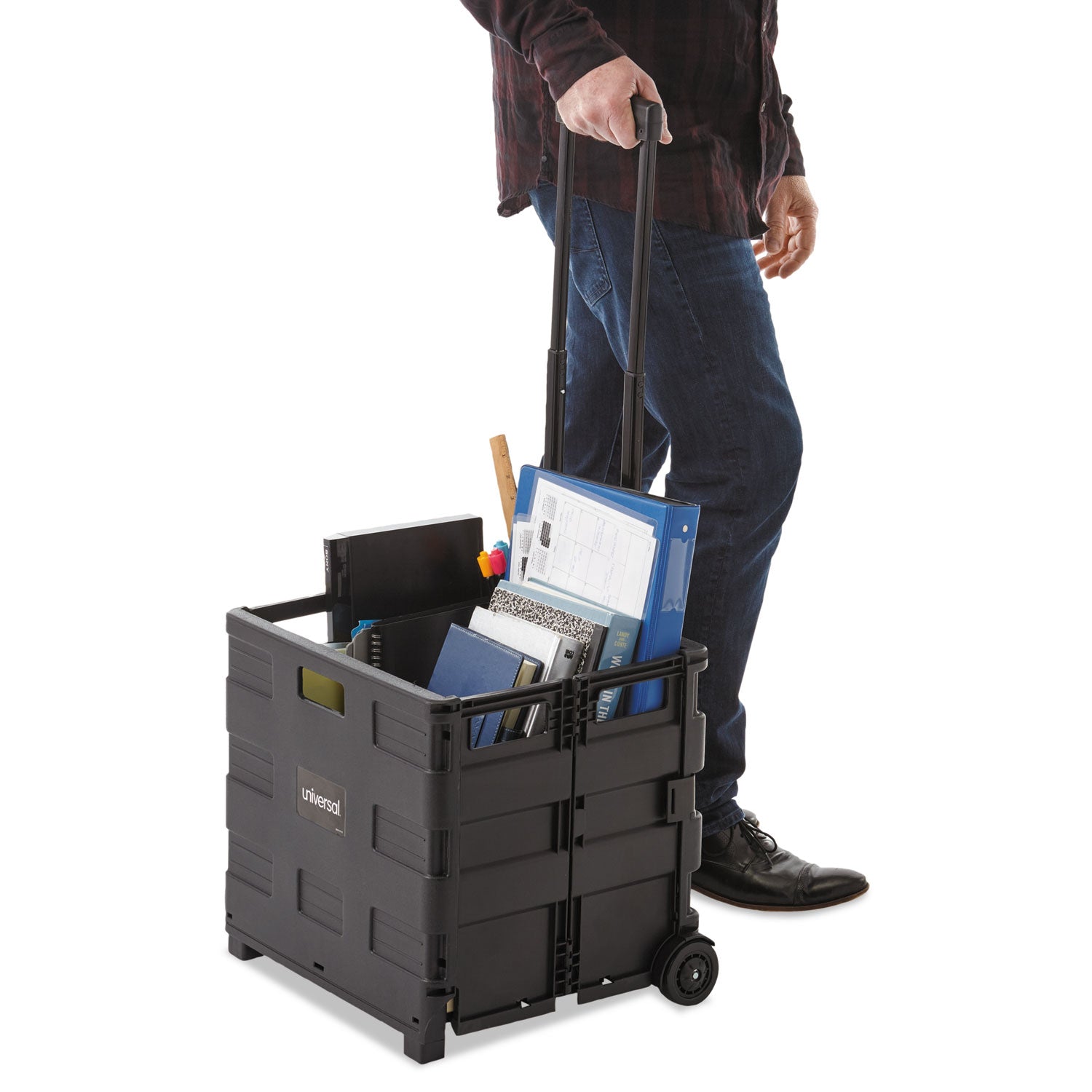 Universal Collapsible Mobile Storage Crate, Plastic, 18.25 x 15 x 18.25 to 39.37, Black (14110)