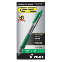 Pilot G2 Premium Gel Pen, Retractable, Fine 0.7 mm, Green Ink, Smoke/Green Barrel, Dozen (31025)