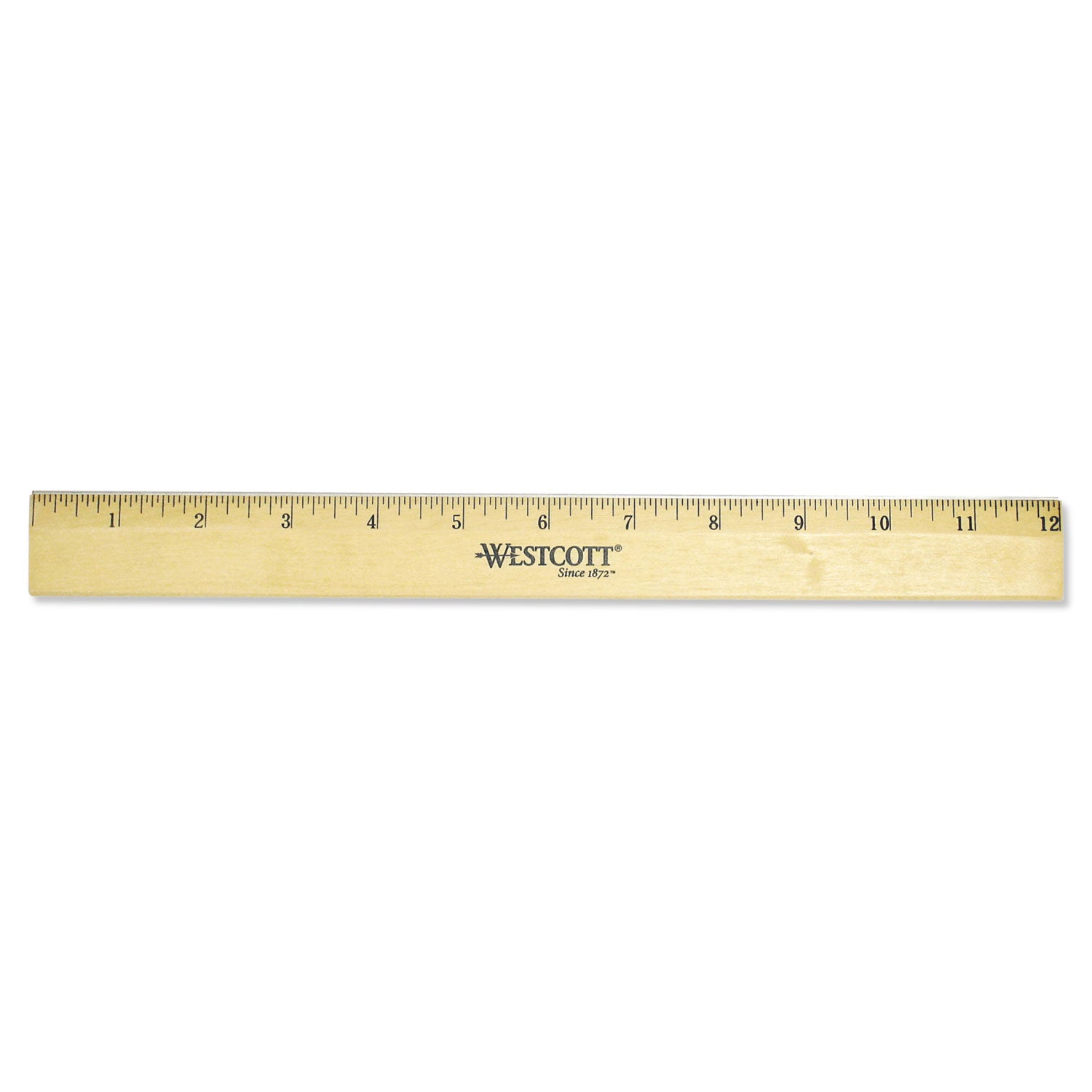 Westcott Wood Ruler with Single Metal Edge, Standard, 12" Long (05011)