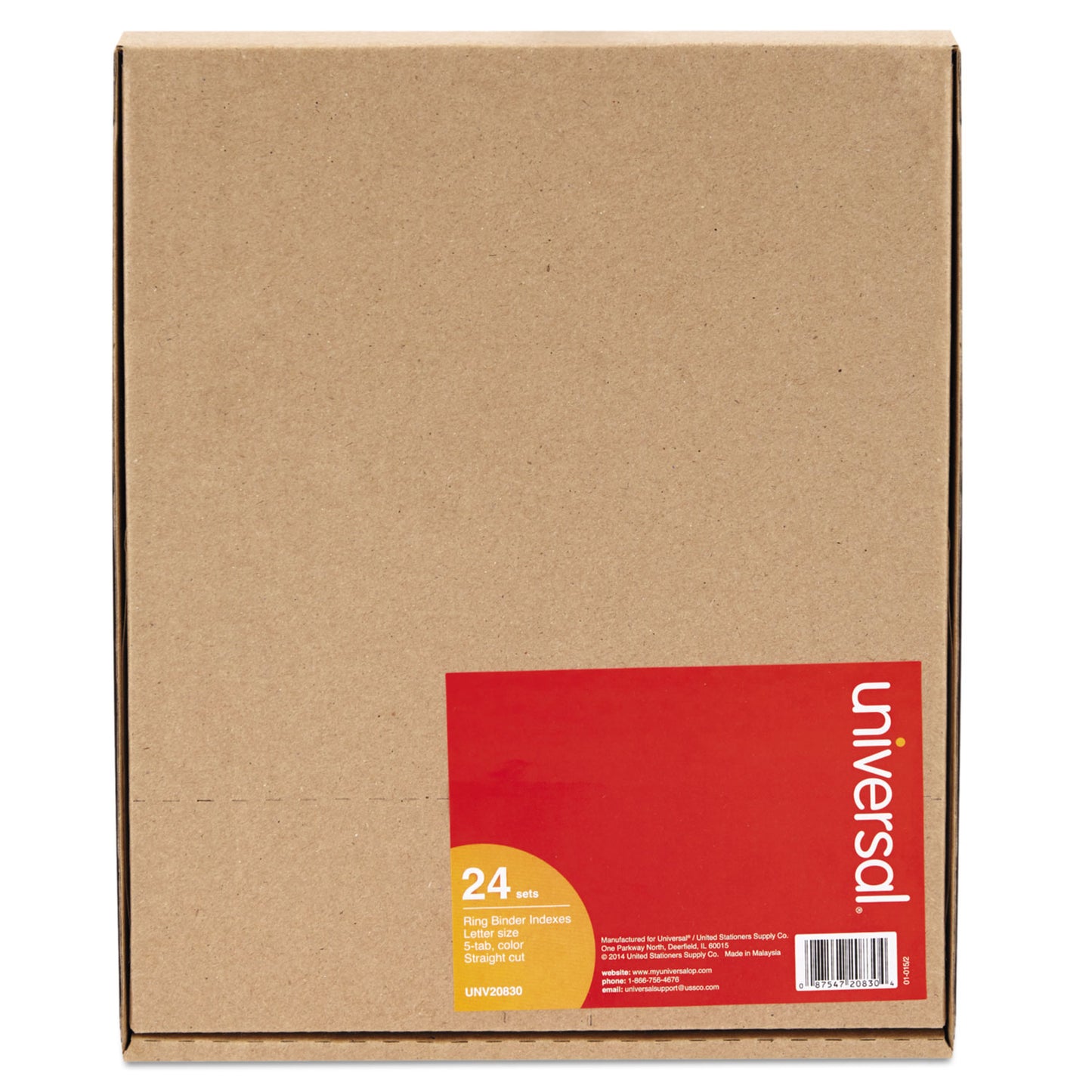 Universal Insertable Tab Index, 5-Tab, 11 x 8.5, Buff, Assorted Tabs, 24 Sets (20830)