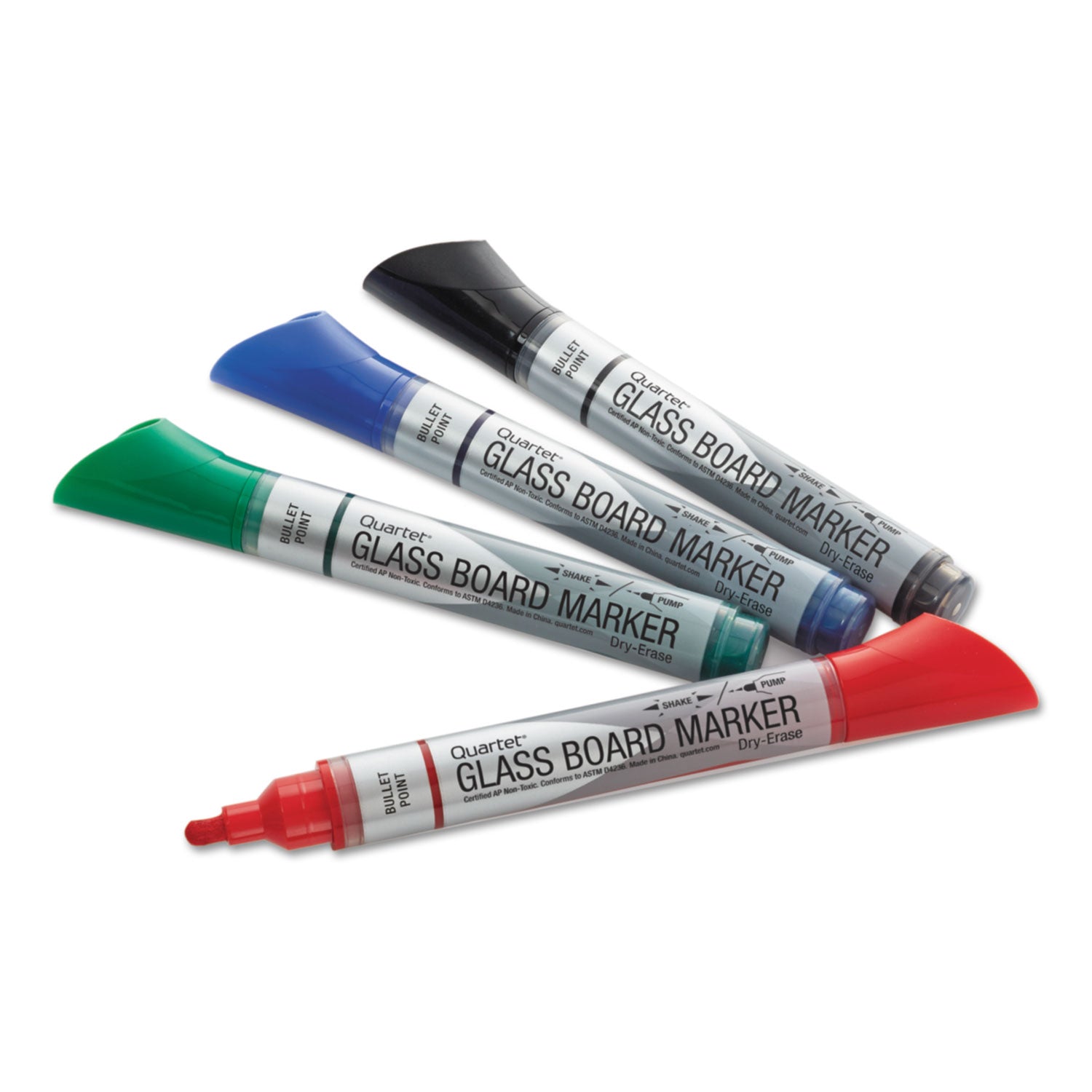 Quartet Premium Glass Board Dry Erase Marker, Broad Bullet Tip, Assorted Colors, 4/Pack (79552)