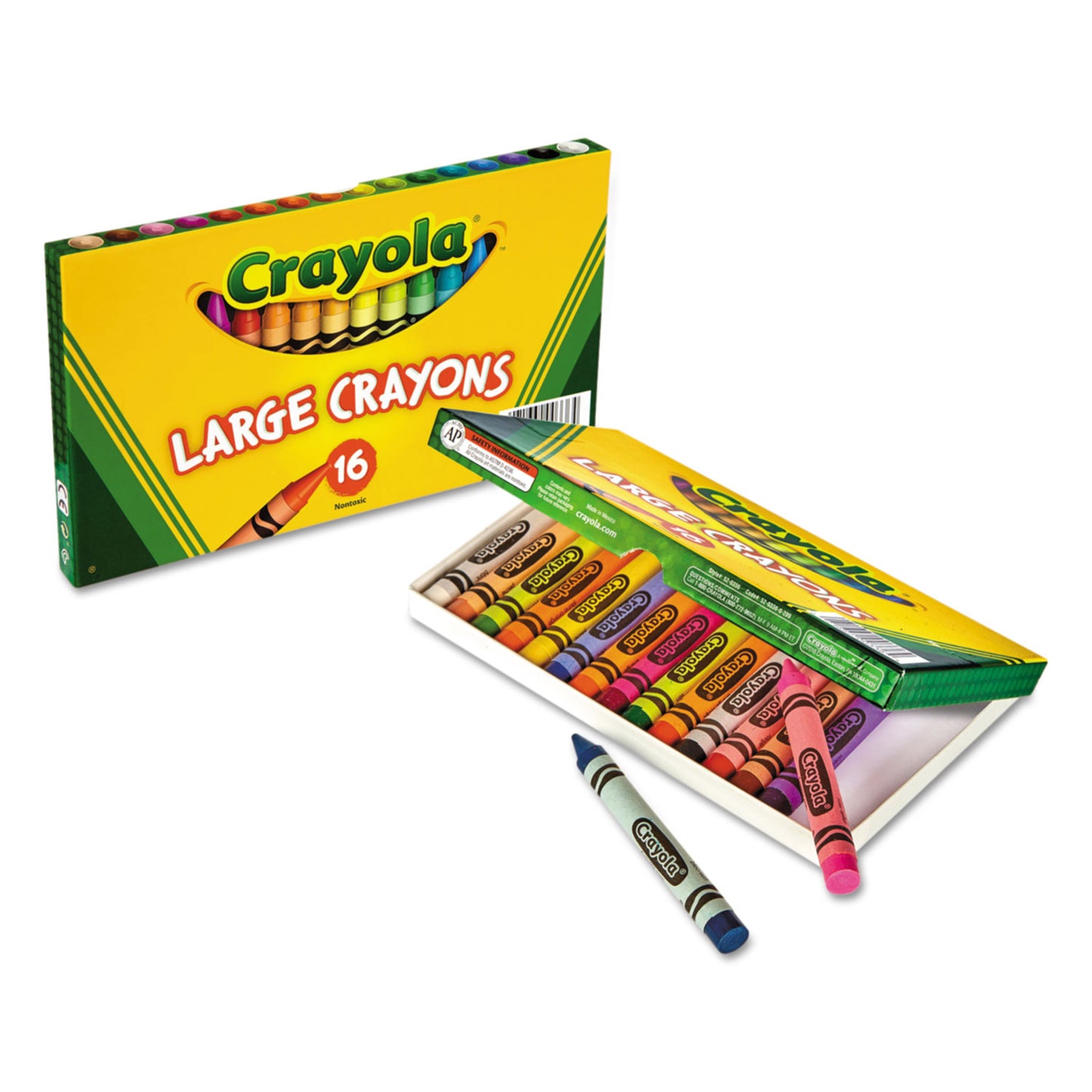 Crayola Large Crayons, Lift Lid Box, 16 Colors/Box (520336)