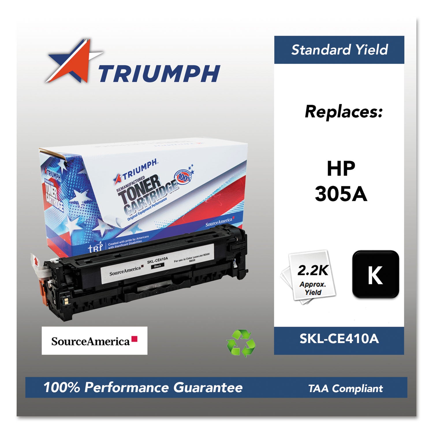 Triumph 751000NSH1283 Remanufactured CE410A (305A) Toner, 2,200 Page-Yield, Black