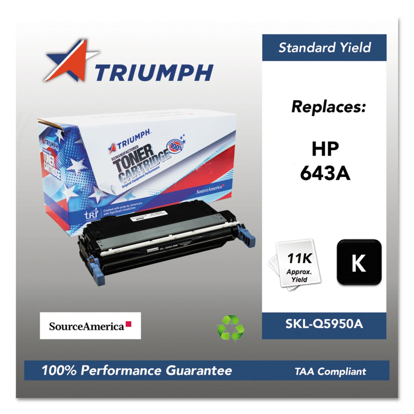 Triumph 751000NSH0283 Remanufactured Q5950A (643A) Toner, 11,000 Page-Yield, Black