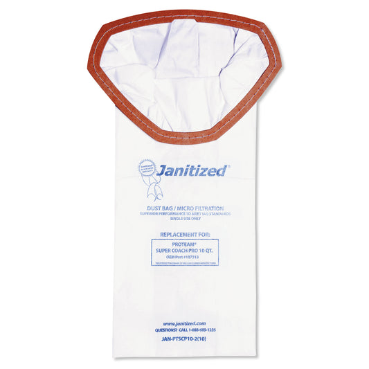 Janitized Vacuum Filter Bags Designed to Fit ProTeam Super Coach Pro 10, 100/Carton (JANPTSCP102)