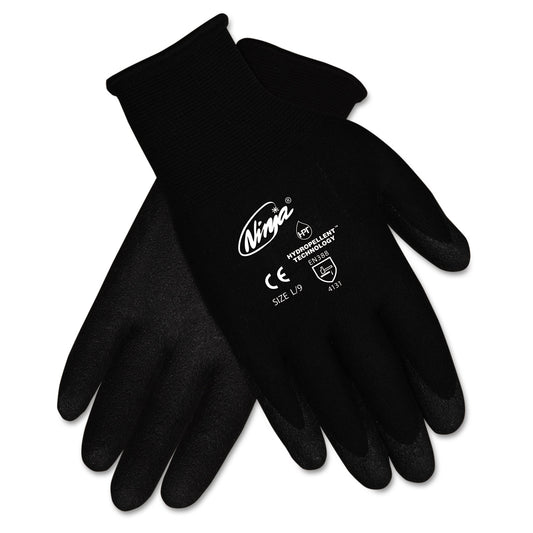 MCR Safety Ninja HPT PVC Coated Nylon Gloves, Large, Black, 12/Pack (N9699LPK)