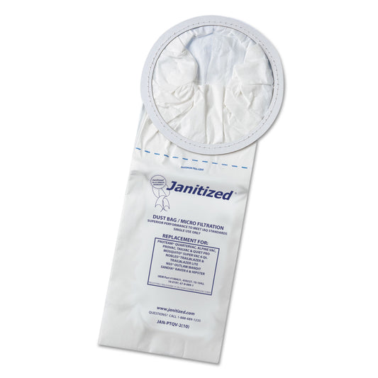 Janitized Vacuum Filter Bags Designed to Fit ProTeam 6 qt QuarterVac, 100/Carton (JANPTQV2)