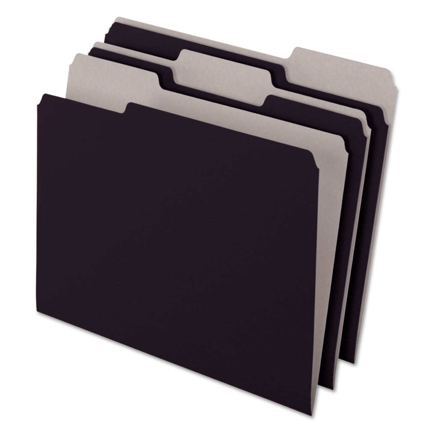 Pendaflex Interior File Folders, 1/3-Cut Tabs: Assorted, Letter Size, Black/Gray, 100/Box (421013BLA)