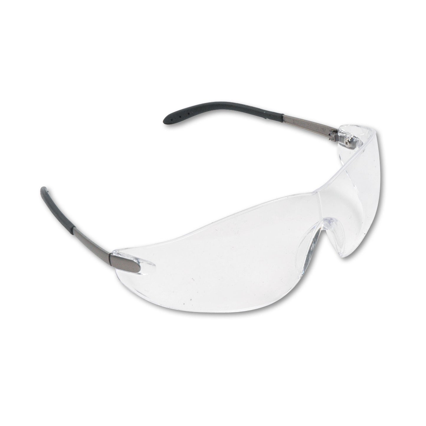 MCR Safety Blackjack Wraparound Safety Glasses, Chrome Plastic Frame, Clear Lens, 12/Box (S2110BX)