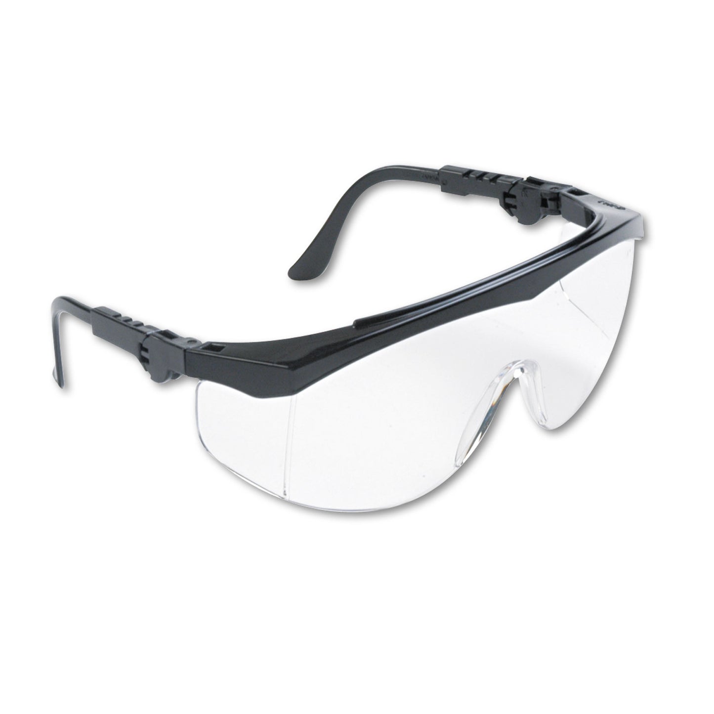 MCR Safety Tomahawk Wraparound Safety Glasses, Black Nylon Frame, Clear Lens, 12/Box (TK110)