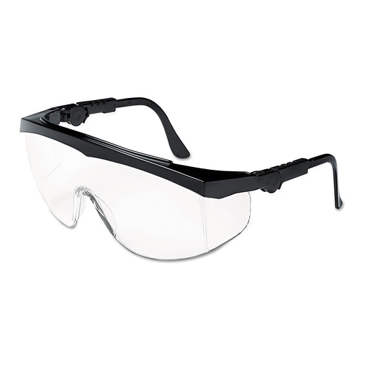 MCR Safety Tomahawk Wraparound Safety Glasses, Black Nylon Frame, Clear Lens, 12/Box (TK110)