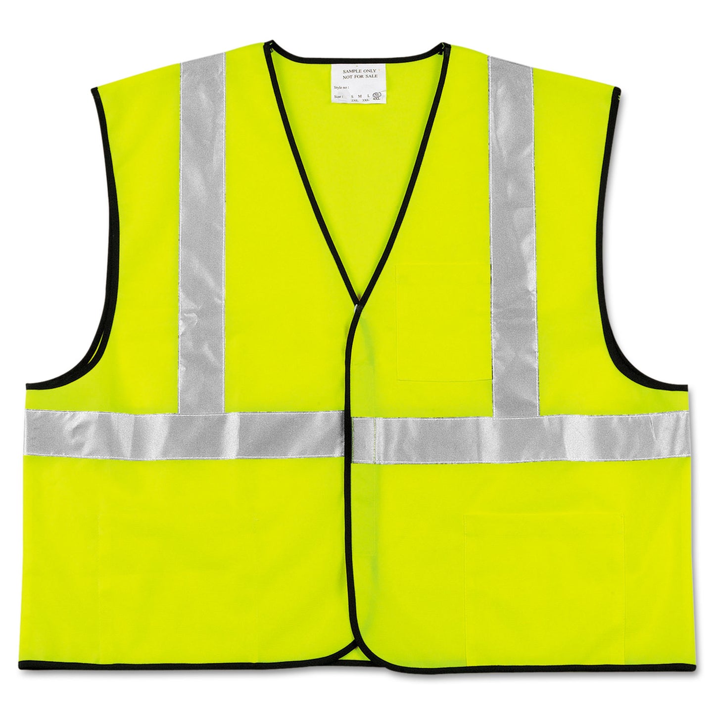 MCR Safety Class 2 Safety Vest, Polyester, Large Fluorescent Lime with Silver Stripe (VCL2SLL)