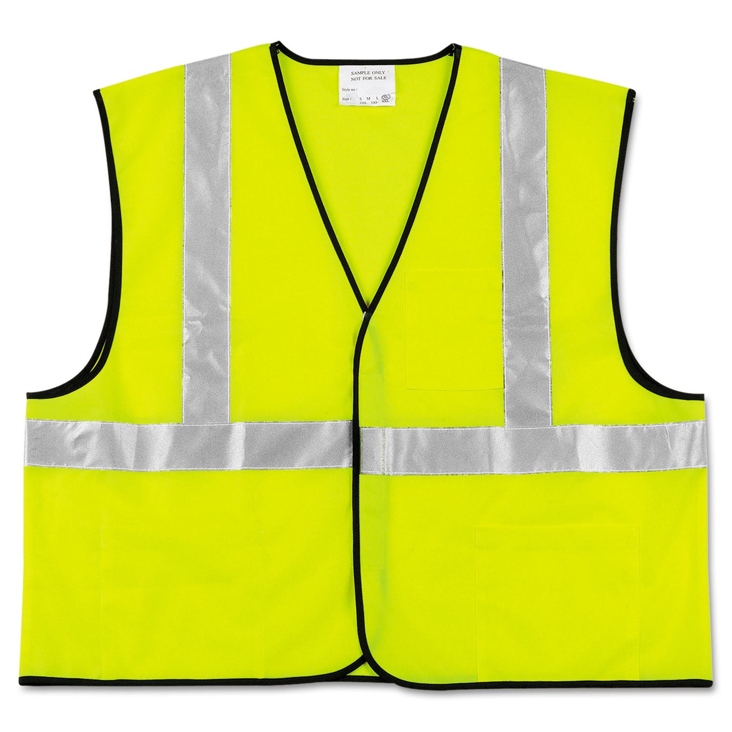 MCR Safety Class 2 Safety Vest, Polyester, Large Fluorescent Lime with Silver Stripe (VCL2SLL)