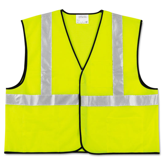 MCR Safety Class 2 Safety Vest, Polyester, 2X-Large, Fluorescent Lime with Silver Stripe (VCL2SLXL2)