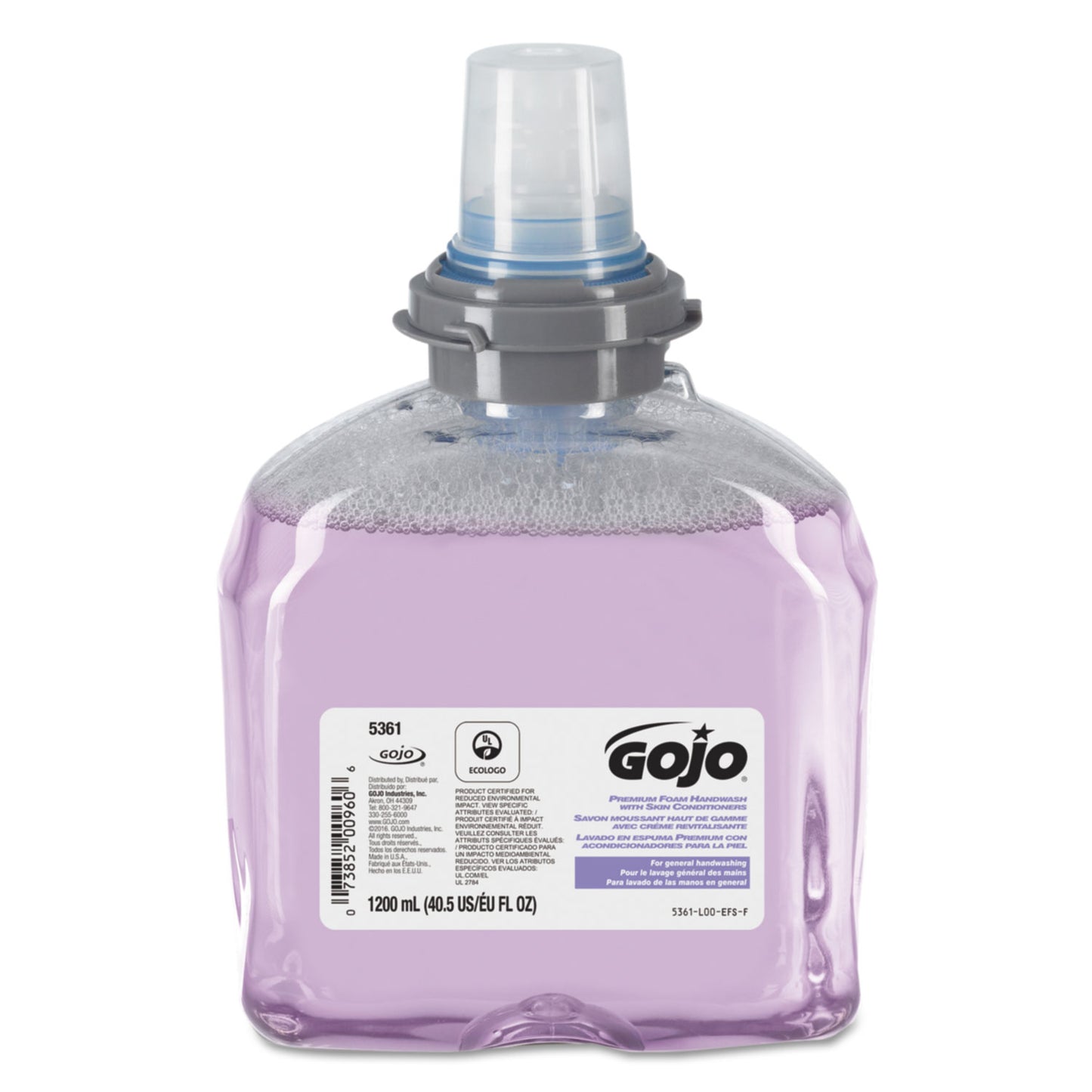 GOJO TFX Luxury Foam Hand Wash Refill, Fresh Scent, 1,200 mL, 2/Carton (536102)