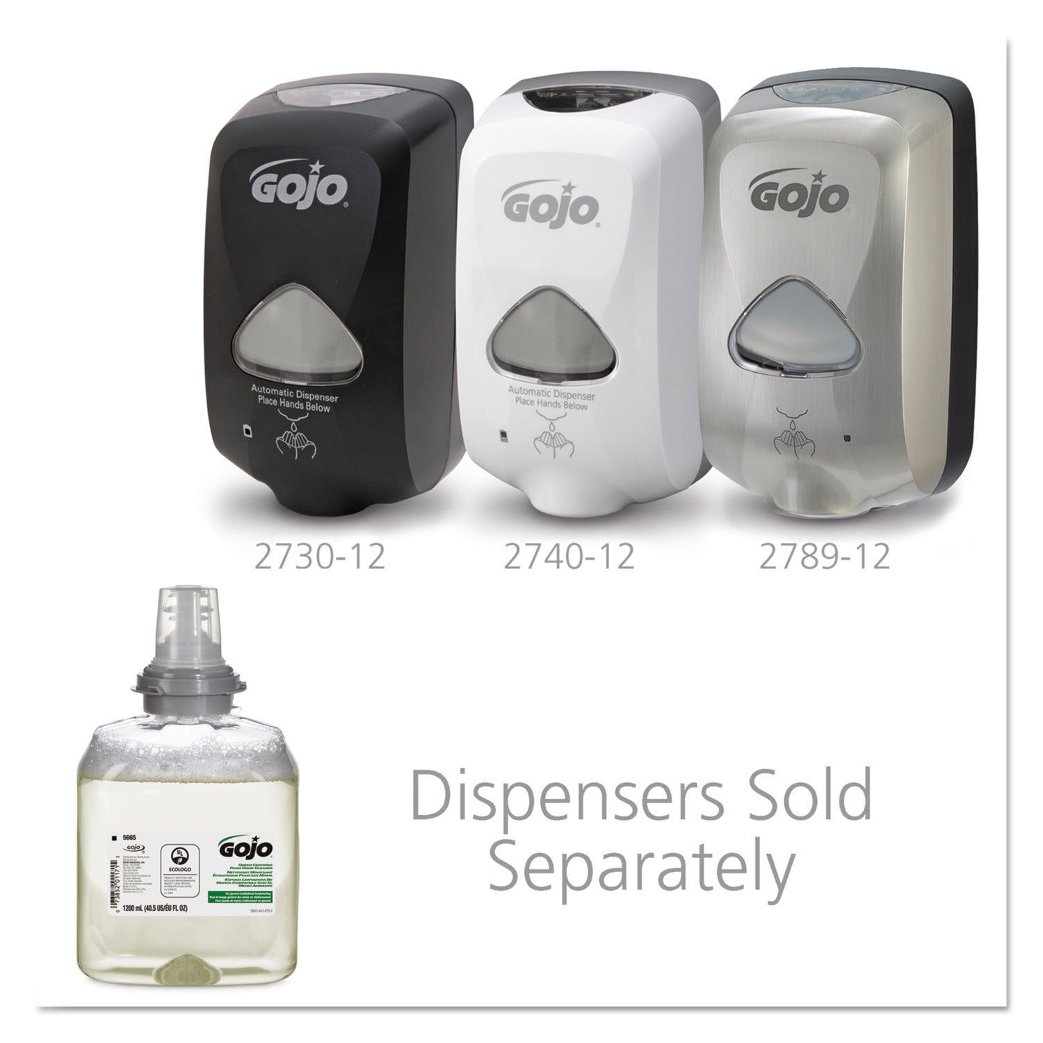 GOJO TFX Green Certified Foam Hand Cleaner Refill, Unscented, 1,200 mL, 2/Carton (566502CT)
