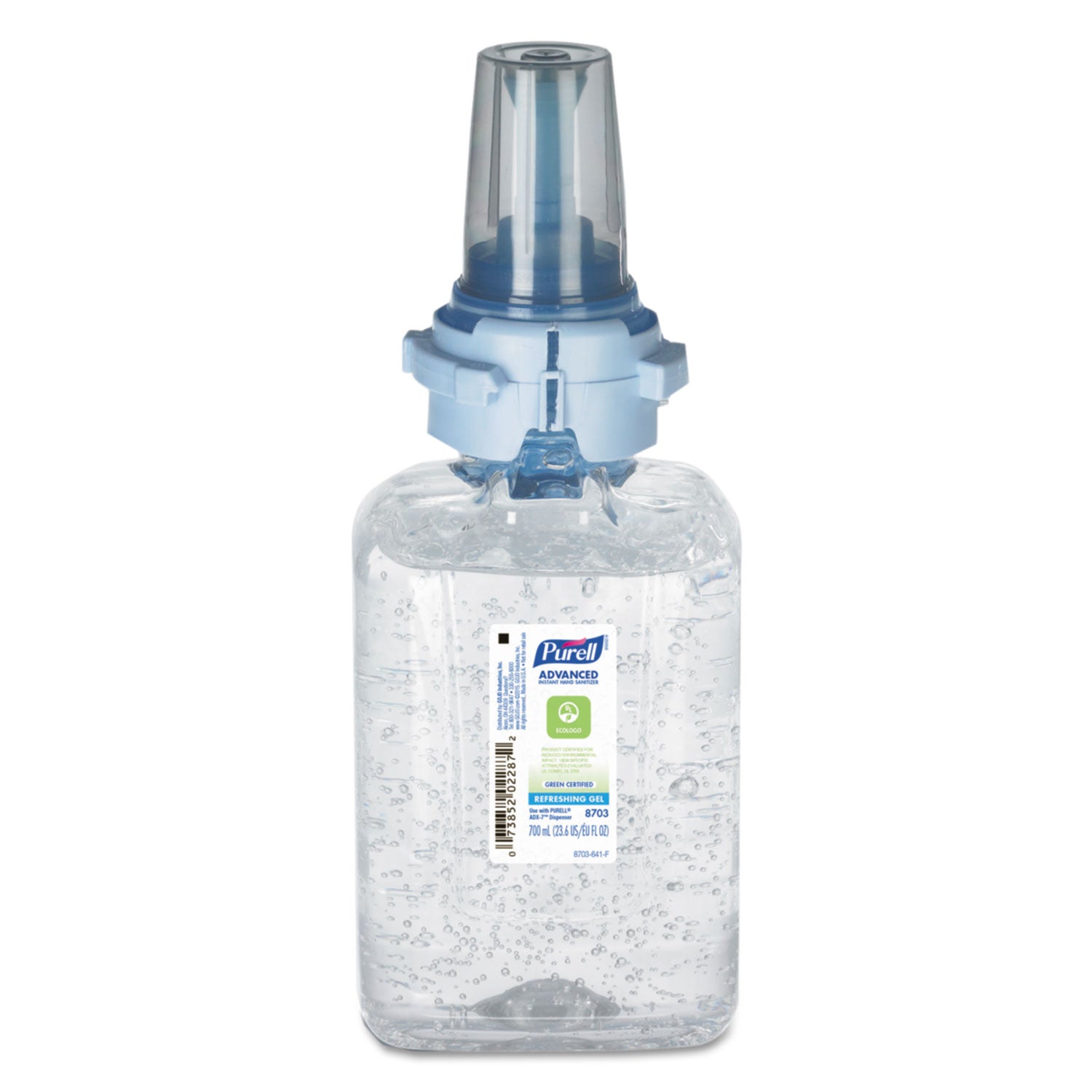 PURELL Advanced Hand Sanitizer Green Certified Gel Refill,  For ADX-7 Dispensers, 700 mL, Fragrance-Free (870304EA)