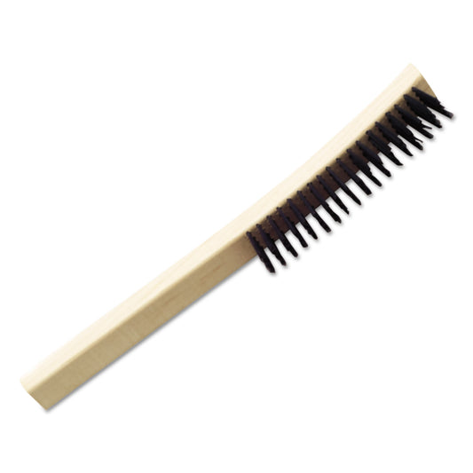 AbilityOne 7920002915815, SKILCRAFT Wire Deburring Brush, Black Carbon Steel Bristles, 6.75" Brush, 13.5" Tan Plastic Handle