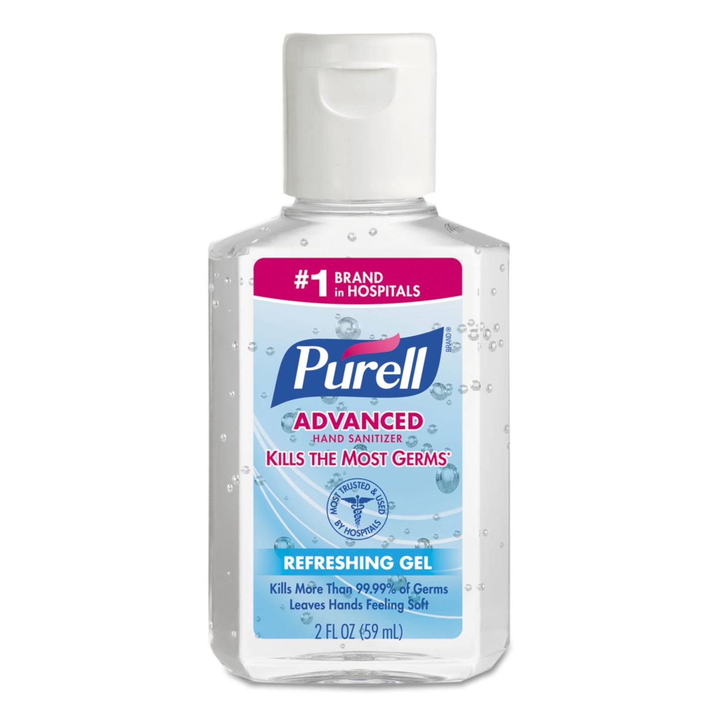 PURELL Advanced Hand Sanitizer Refreshing Gel, 2 oz, Flip-Cap Bottle, Clean Scent, 24/Carton (960524)