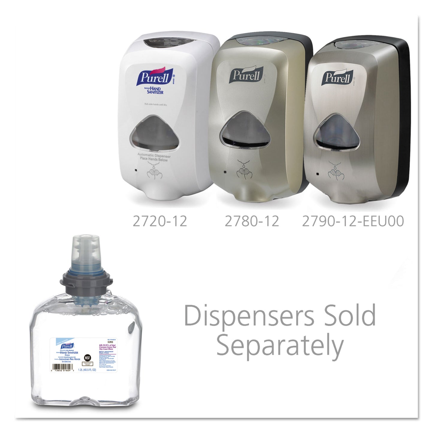 PURELL Advanced Hand Sanitizer E3-Rated Foam, 1,200 mL Refill, Fragrance-Free, 2/Carton (539302)