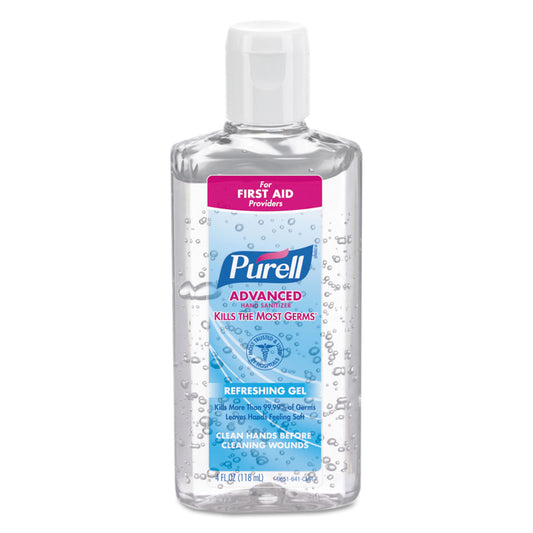 PURELL Advanced Hand Sanitizer Refreshing Gel, 4 oz Flip-Cap Bottle, Clean Scent, 24/Carton (965124)