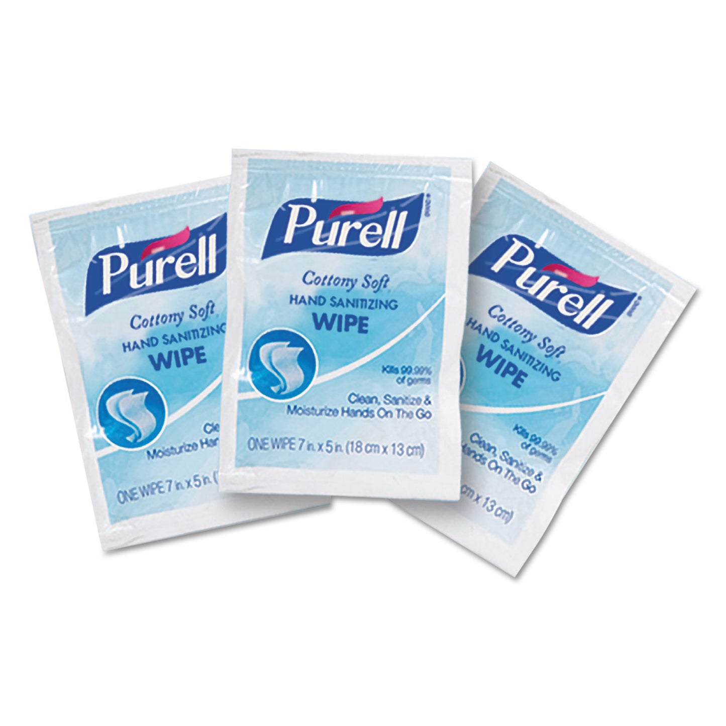 PURELL Cottony Soft Individually Wrapped Sanitizing Hand Wipes, 5 x 7, Unscented, White, 1,000/Carton (90261M)