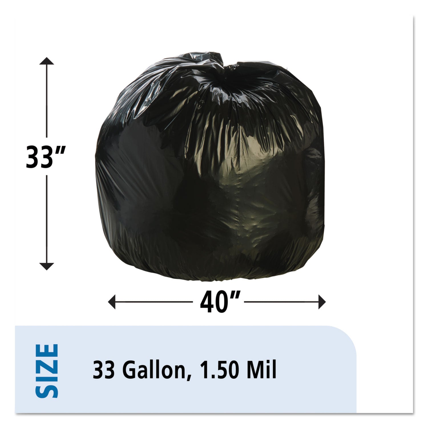 AbilityOne 8105013862323, SKILCRAFT Recycled Content Trash Can Liners, 33 gal, 1.5 mil, 33" x 40", Black/Brown, 100/Box