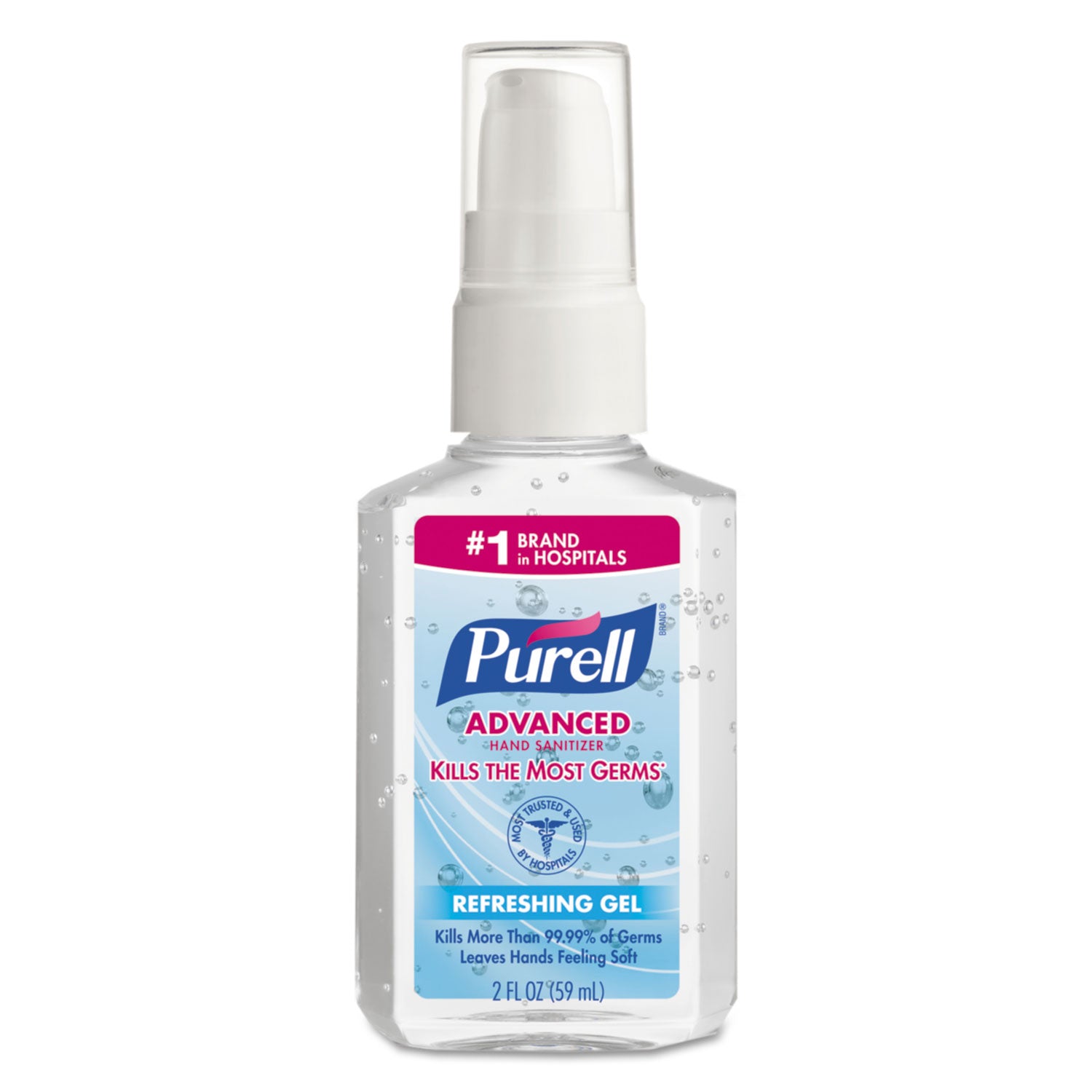 PURELL Advanced Hand Sanitizer Gel, 2 oz Pump Bottle, Refreshing Scent, 24/Carton (960624)