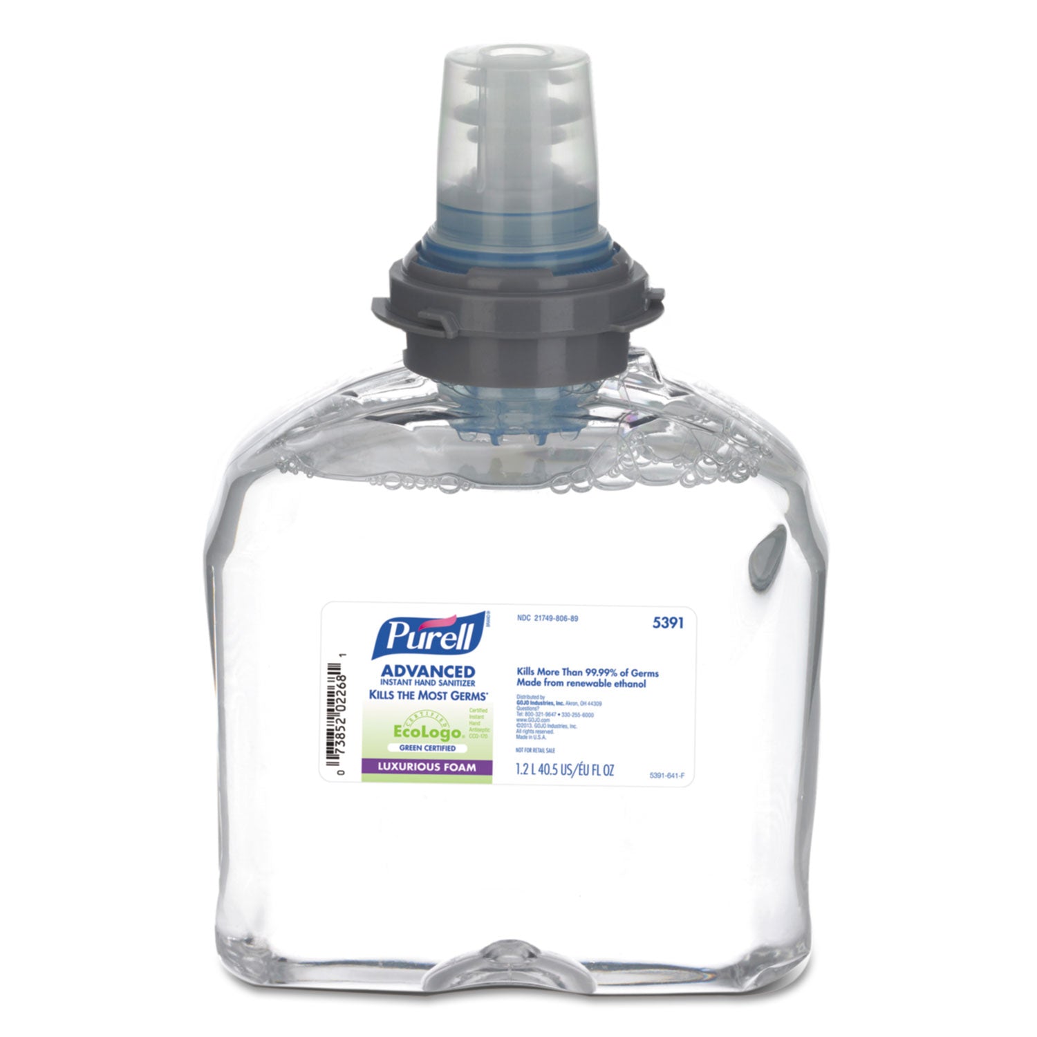 PURELL Advanced Hand Sanitizer Green Certified TFX Refill, Foam, 1,200 mL, Fragrance-Free, 2/Carton (539102CT)